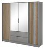 Szafa Stilo w kolorze szarym czterodrzwiowa z lustrem i lamelami na froncie
