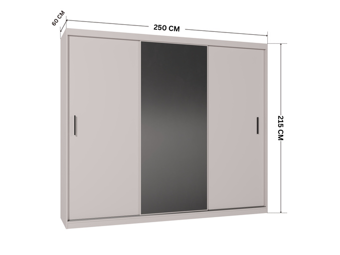 Szafa przesuwna MIRANO 250 cm kaszmir wysoka pojemna garderoba