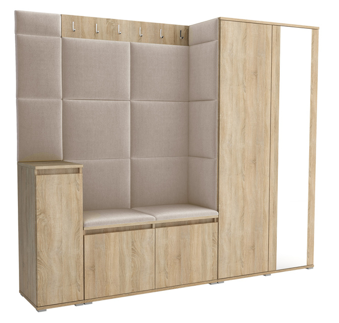 Tapicerowana garderoba Noris VIII z lustrem - kolor sonoma + tkanina Trinity 04