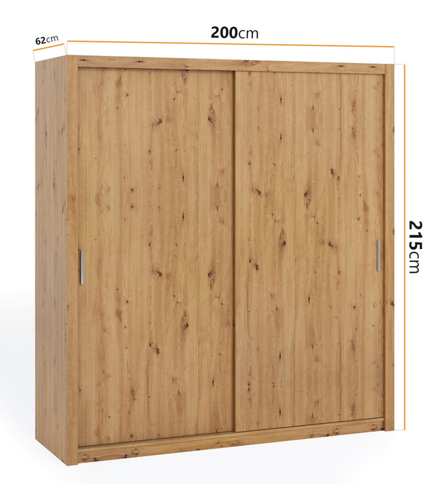 Szafa przesuwna Tamiza 200 cm dąb artisan