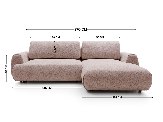 Narożnik VERNIO prawostronny plecionka Puente 68 oberżyna fiolet funkcja spania