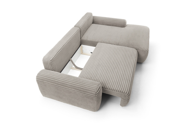 Narożnik sztruksowy z funkcją spania VIGO Ambience 05 Brązowy pojemnik