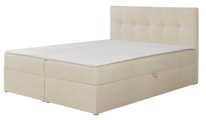 Łóżko kontynentalne Toronto 160×200 (Herbi 45 - Kremowy) z materacem bonell i topperem