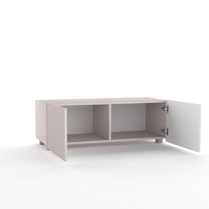 Szafka RTV Kolder 100 cm w kolorze cashmere i z ryflowanymi frontami