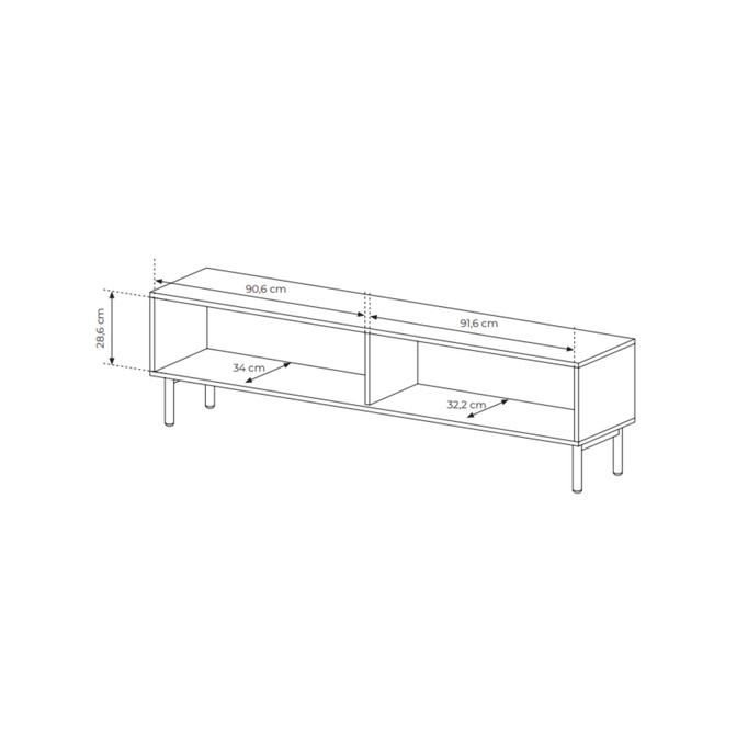 Stolik rtv TAVO dąb cremona 187 cm ryflowany 2 drzwi push to open