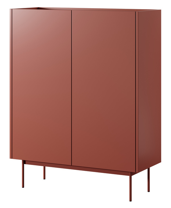 Komoda Lumo KD97cm Dwudrzwiowa w kolorze czerwonym i metalowymi nogami