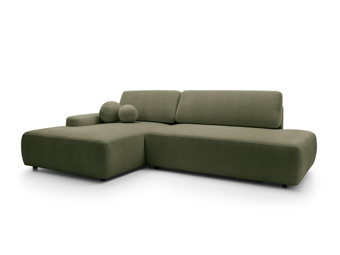 Narożnik OLMI O lewostronny Raven 78 zielony oliwkowy funkcja spania + poduszki