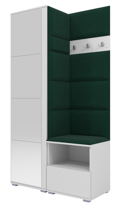 Tapicerowana garderoba Nela I z lustrem - kolor biały + tkanina Trinity 28