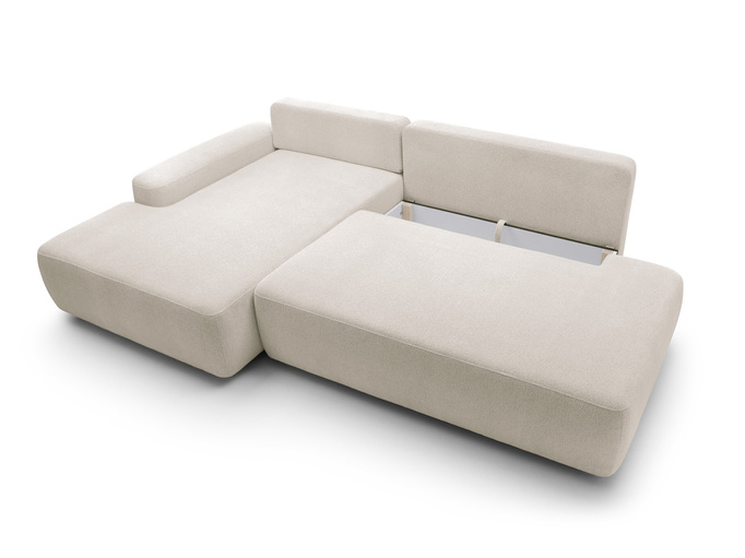 Narożnik OLMI O lewostronny Raven 24 beżowy piaskowy funkcja spania + poduszki