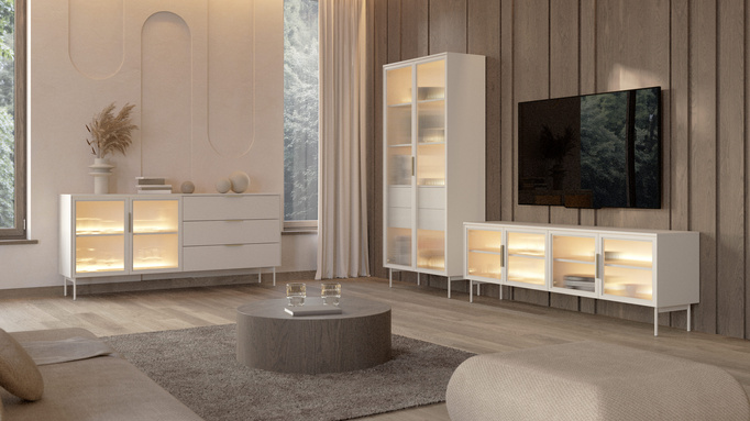 Szafka RTV LUMI 181 cm Kaszmir – 4 Drzwi, LED