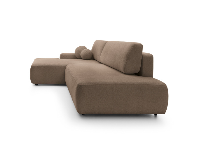 Narożnik OLMI O lewostronny Raven 45 czekoladowy ciemny brąz funkcja spania + poduszki