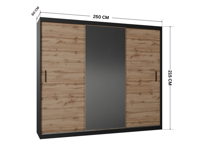 Szafa przesuwna MIRANO 250 cm dąb wotan styl loft