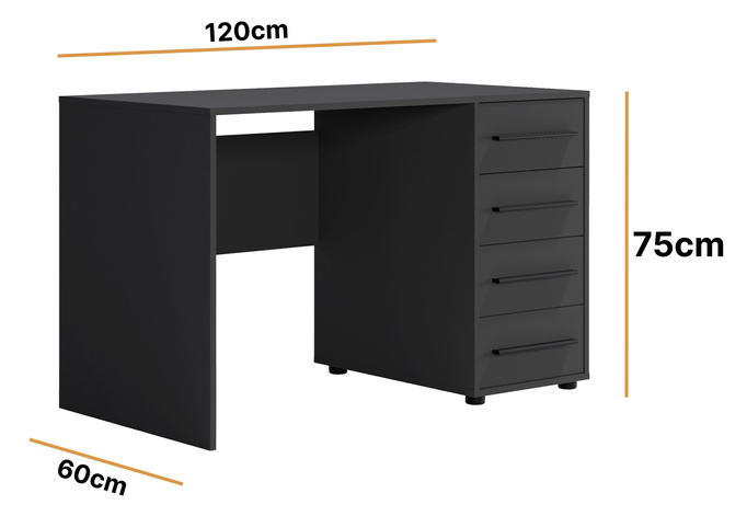 Biurko Modena 120x60 w kolorze czarnym