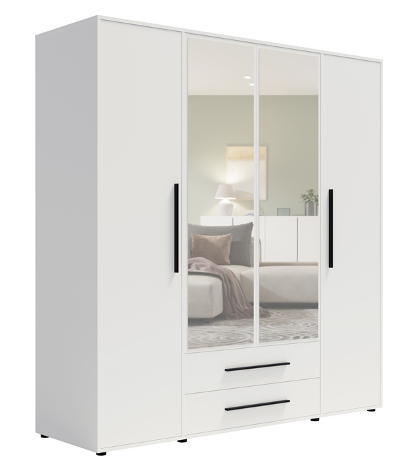 Szafa Modena SZ4D2SZ w kolorze białym z lustrem