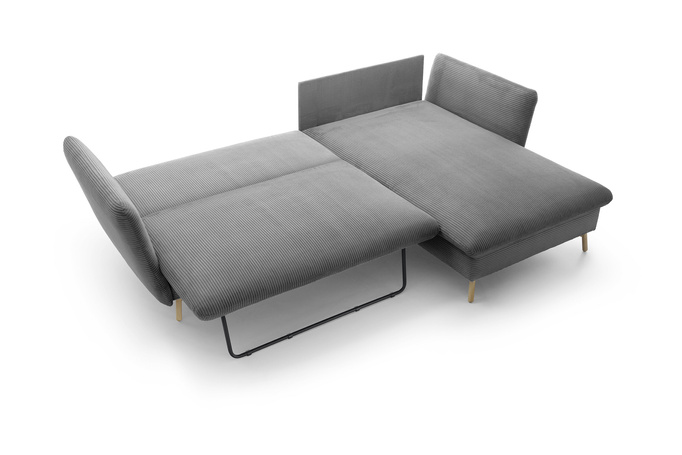 Narożnik MORRE prawostronny sztruks Poso 60 stalowy szary funkcja spania skandynawski