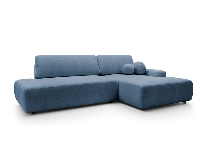 Narożnik OLMI O prawostronny Raven 86 granatowy ciemny niebieski funkcja spania + poduszki
