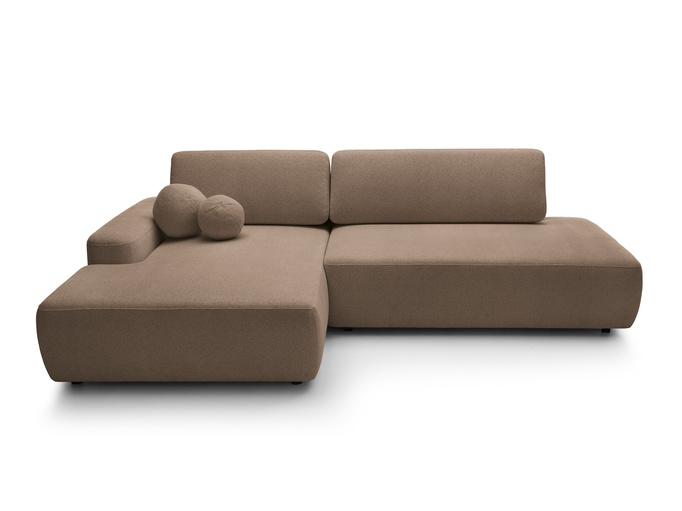 Narożnik OLMI O lewostronny Raven 45 czekoladowy ciemny brąz funkcja spania + poduszki