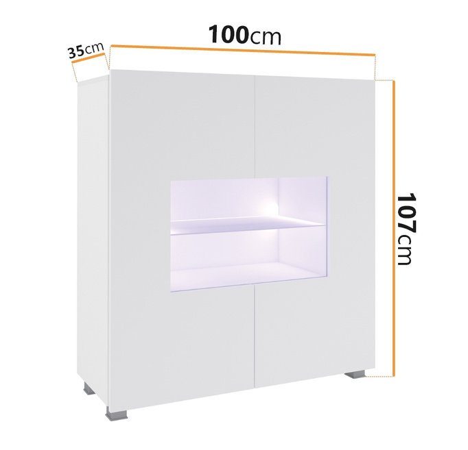 Stylowa komoda Montreal w kolorze Cashmere + niebieskie oświetlenie LED