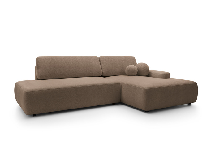 Narożnik OLMI O prawostronny Raven 45 czekoladowy ciemny brąz funkcja spania + poduszki