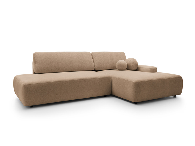 Narożnik OLMI O prawostronny Raven 38 brązowy styl soft funkcja spania + poduszki