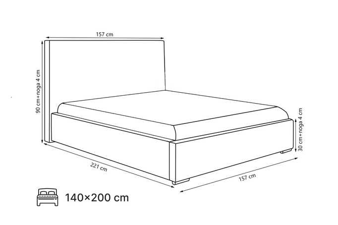 Łóżko tapicerowane TODI 140x200 różowe welur pojemnik stelaż metalowy