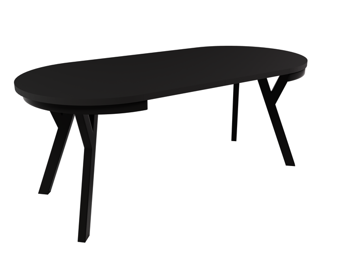 Stół Okrągły Rozkładany ARI 90-190 cm Czarny Mat – Loftowe Nogi Metal
