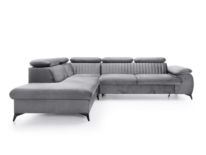 Narożnik VETTO lewostronny Monolith 85 szary welur funkcja spania