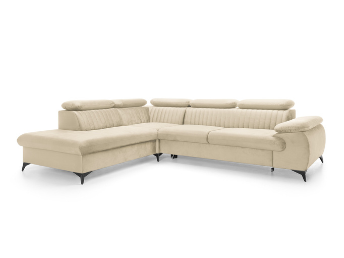 Narożnik VETTO lewostronny Monolith 02 ecru kremowy welur funkcja spania