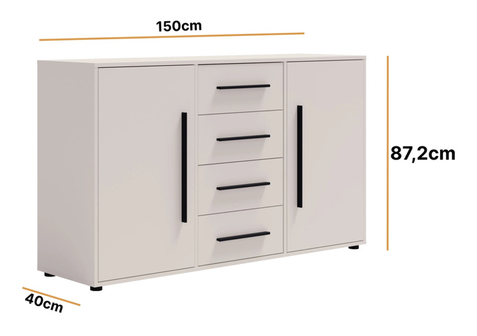 Komoda Modena K2D4SZ 150cm w kolorze cashmere