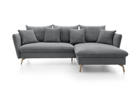 Narożnik MORRE prawostronny sztruks Poso 60 stalowy szary funkcja spania skandynawski