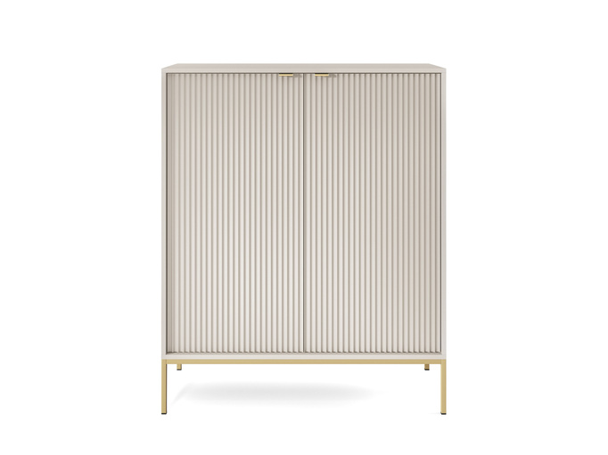 Pojemna komoda Kioto K104 w kolorze cashmere i złotymi nóżkami