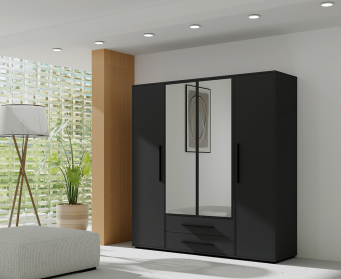 Szafa Modena SZ4D2SZ w kolorze czarnym z lustrem