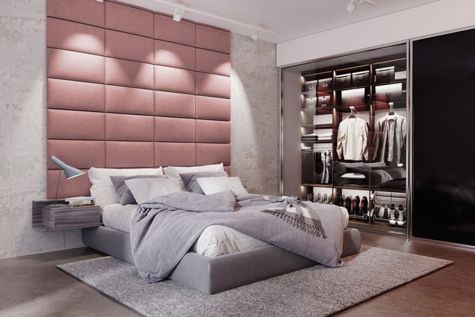 Panel tapicerowany 60x15 Mono 235 (Brudny róż)