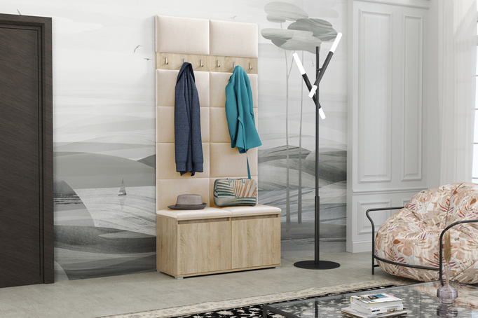 Tapicerowana garderoba Noris I - kolor sonoma + tkanina Trinity 01