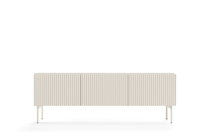 Szafka RTV MUTI kaszmir 147 cm ryflowana 3 drzwi push to open