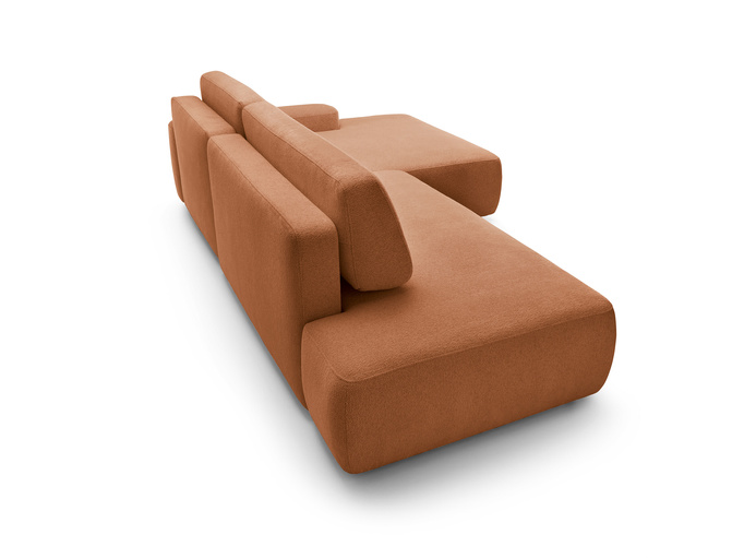 Narożnik OLMI O prawostronny Raven 44 terakota ceglasty funkcja spania + poduszki