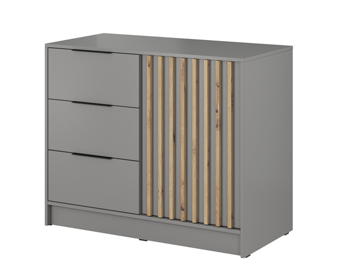 Komoda Stilo 105cm w kolorze szary + dąb artisan lamele