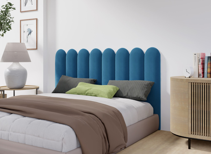 Panel tapicerowany płotek zaokrąglony 110x30 Magic Velvet 2203 (Błękit pruski)