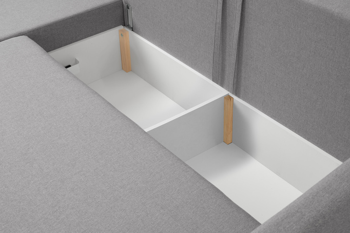 Narożnik Solid w tkaninie Faro z funkcją spania i pojemnikiem na pościel