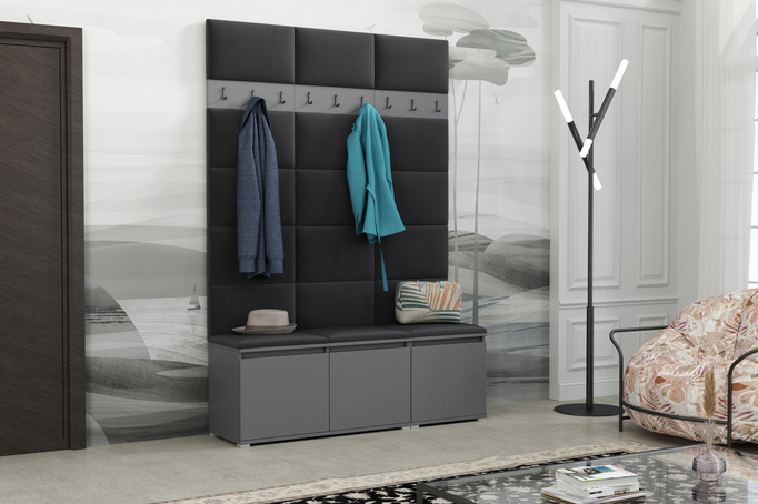 Tapicerowana garderoba Noris III - kolor antracyt + tkanina Trinity 15