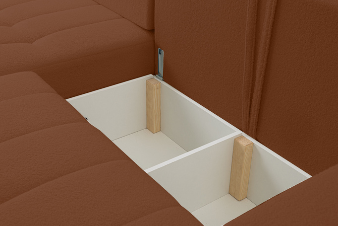 Narożnik Palermo w tkaninie BRAVO z funkcją spania i pojemnikiem na pościel