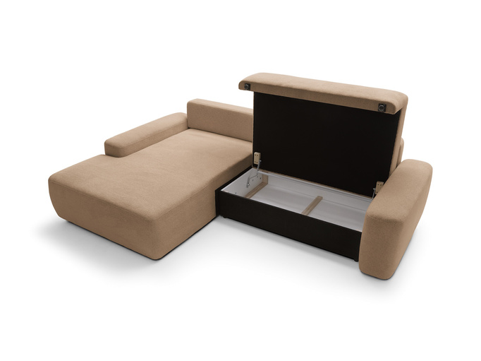 Narożnik OLMI M lewostronny Raven 38 brązowy styl soft funkcja spania