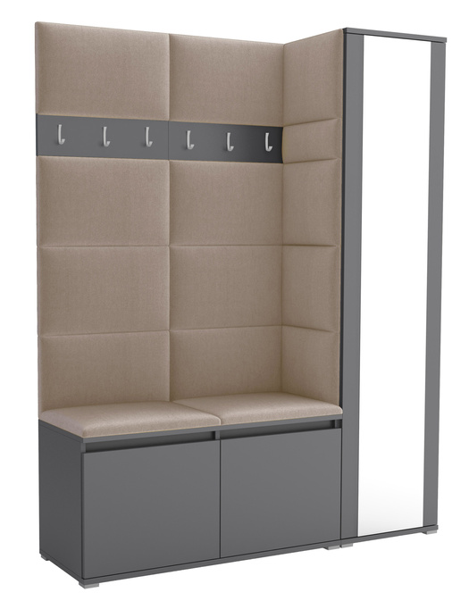 Tapicerowana garderoba Noris VII z lustrem - kolor antracyt + tkanina Trinity 04