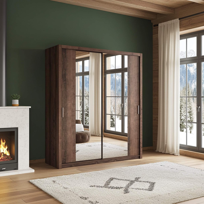 Szafa przesuwna Tamiza 200 cm z lustrem dąb monastery