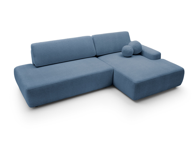 Narożnik OLMI O prawostronny Raven 86 granatowy ciemny niebieski funkcja spania + poduszki