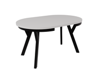 Stół Okrągły Rozkładany ARI 90-190 cm Biały Mat – Loftowe Czarne Nogi