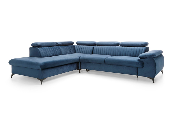 Narożnik VETTO lewostronny Monolith 77 granatowy welur funkcja spania