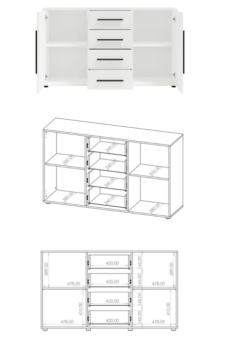 Komoda Modena K2D4SZ 150cm w kolorze cashmere