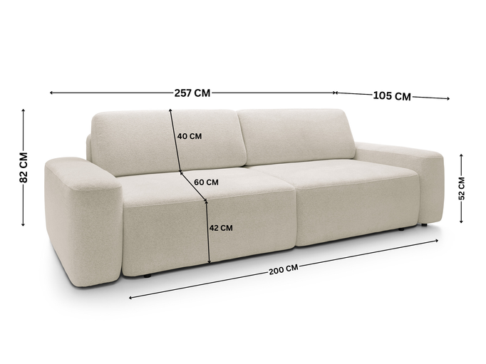 Sofa OLMI Raven 24 Kremowa Ciepły Beż do salonu nowoczesna