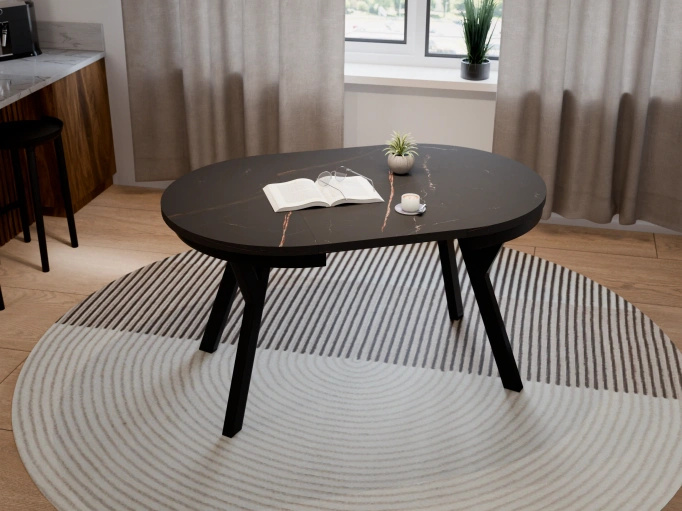 Stół Okrągły Rozkładany ARI 90-190 cm Marmur San Sebastian – Loft Glamour